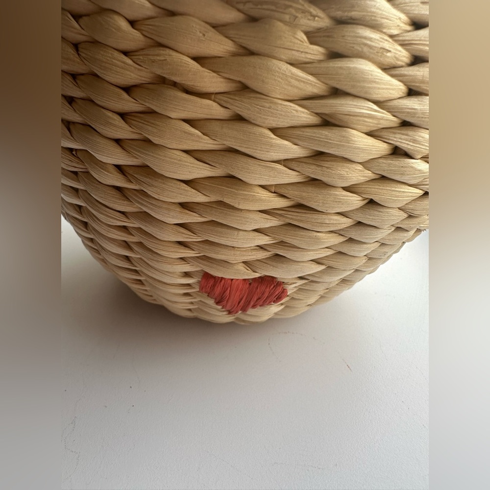 Frances Valentine Honeypot Basket Natural/Red Embroidered Heart - Picture 9 of 11